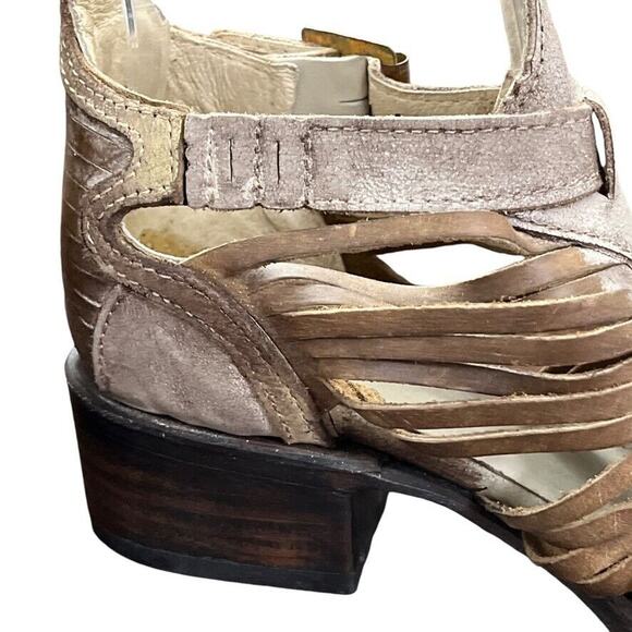 Freebird by Steven Arrow Womens Leather Block Heel Open Toe Booties Sandals sz 6 - Picture 3 of 16